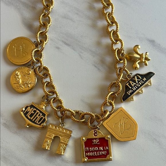 Karl Lagerfeld Vintage Gold Charm Necklace - Picture 3 of 9